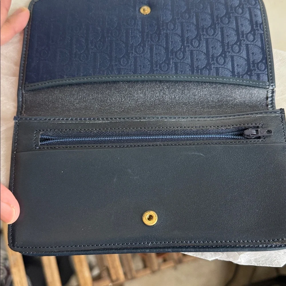 Christian Dior Long Wallet Blue Vintage - Picture 6 of 11
